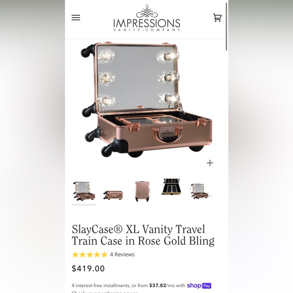 Impressions vanity make up rolling case  led light